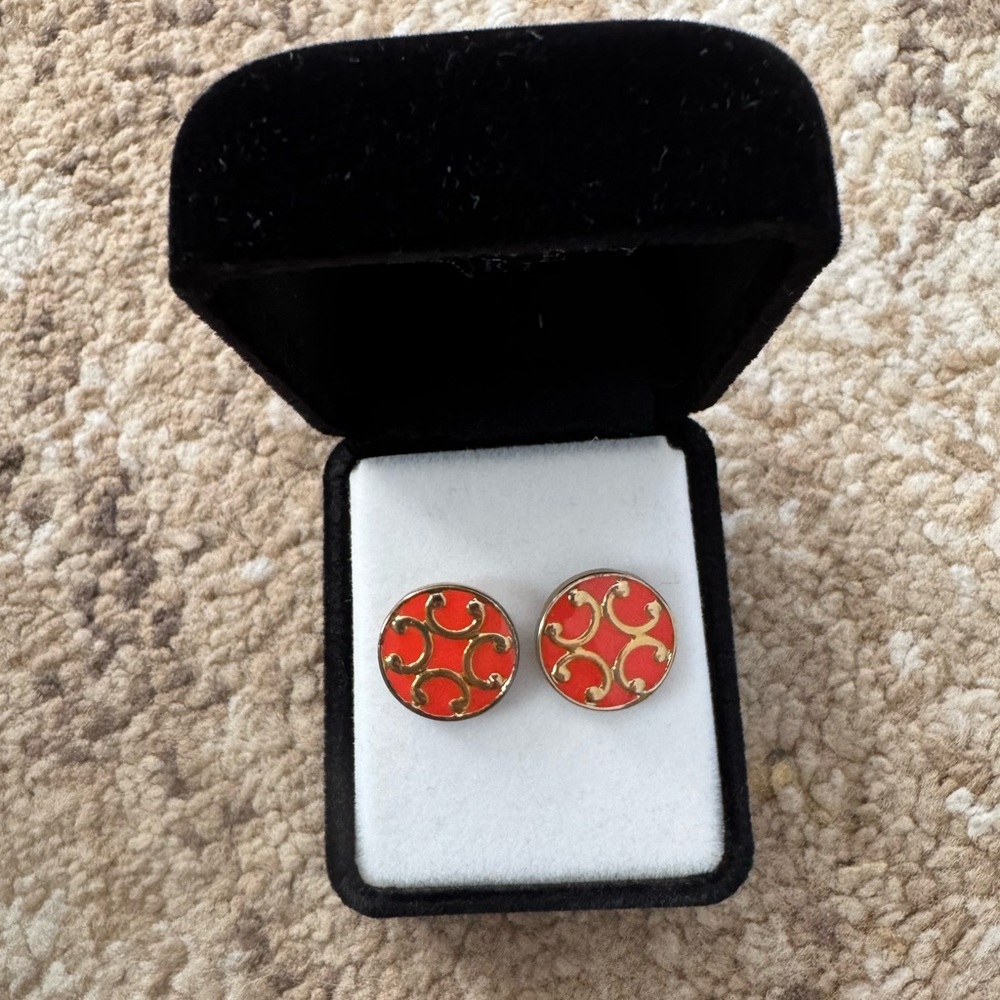 Pink and gold stud earrings